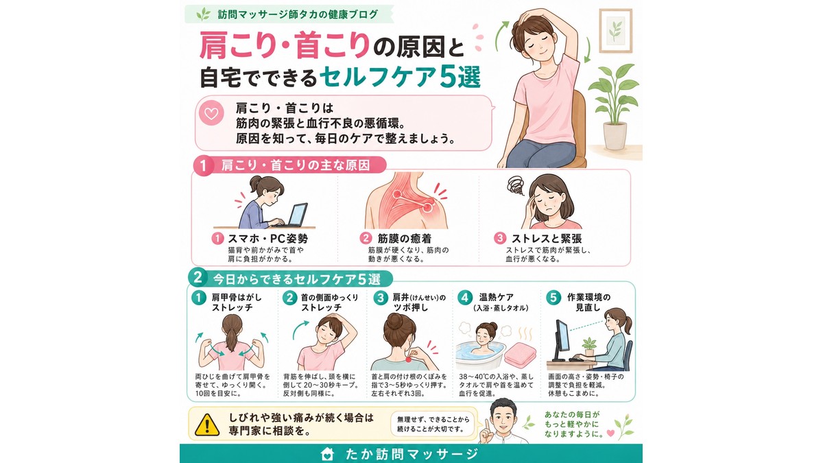 肩こり・首こりの原因と自宅でできるセルフケア5選